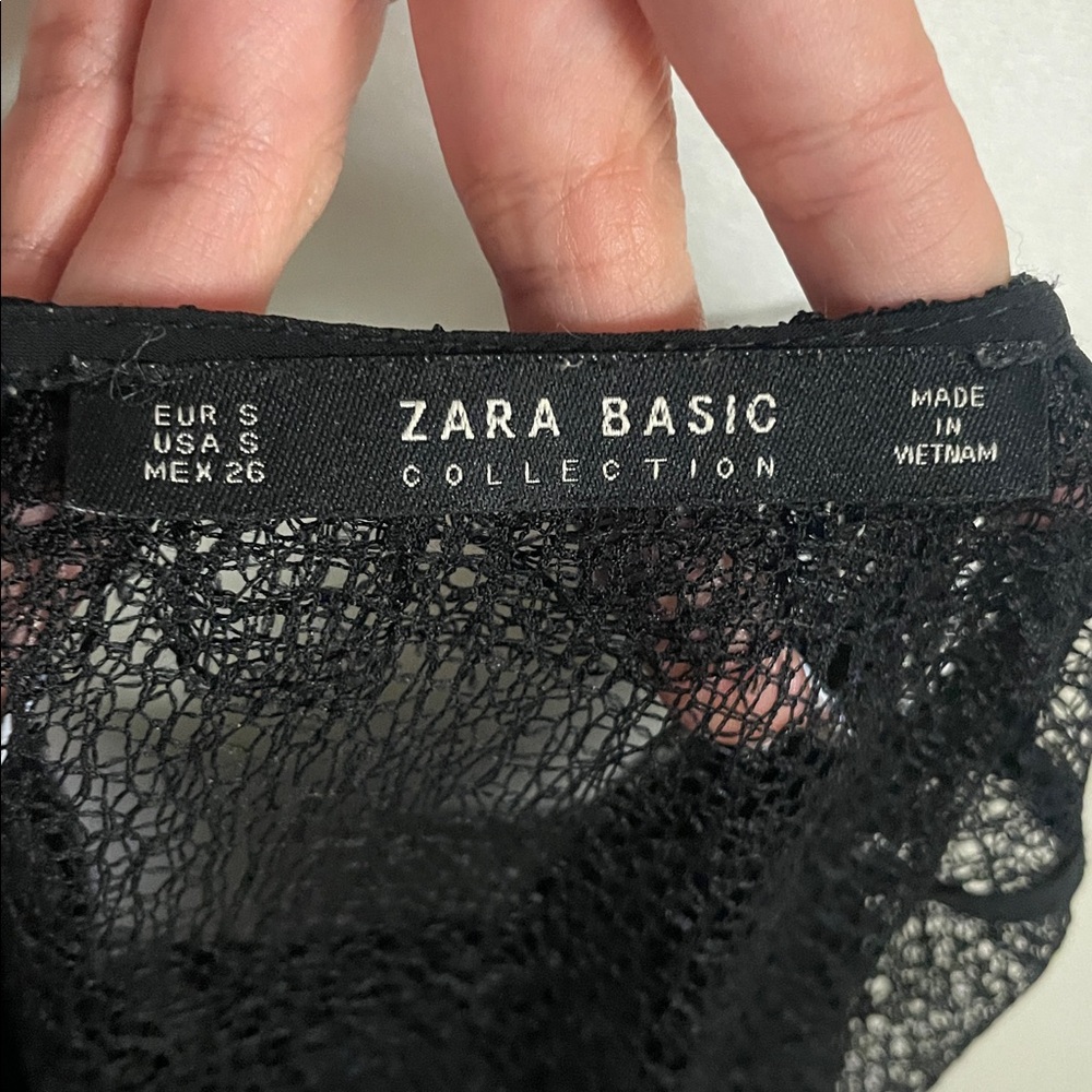 ZARA Black Lace Chiffon Ruffle Top | Coquette Gothic Sheer Blouse - Picture 8 of 8